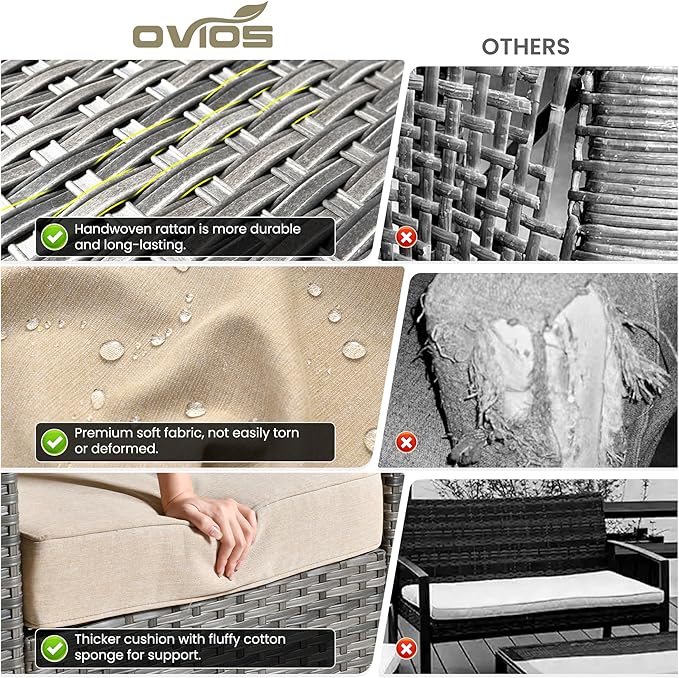 ovios 8-Piece Patio Furniture Set, Outdoor Wicker Sofa - Image 7