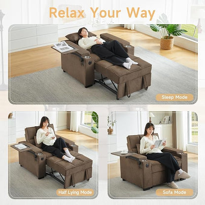 oaaktu Large Size Convertible Sleeper Chair Futon Sofa Bed, Comfortable Thick - Image 3