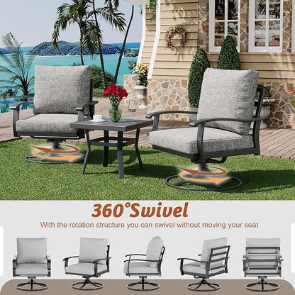 HOMREST Patio Furniture Sets 6 PCS Outdoor Metal Conversation Sets, 360 Degree - Image 2
