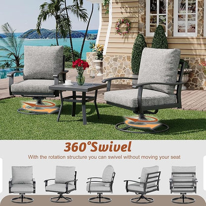 HOMREST Outdoor Furniture Thickened Cushion 360 Degree Swivel Rocking Patio - Image 2