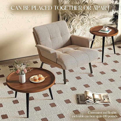 2 Pcs Mid Century Modern Coffee Table Round - Image 6