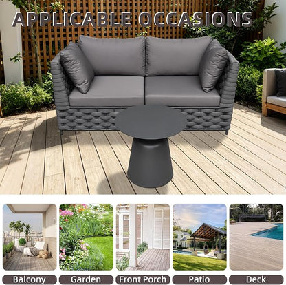 TWT 3-Piece Woven Rope Patio Furniture Set, 2 Outdoor Armchairs - Image 7