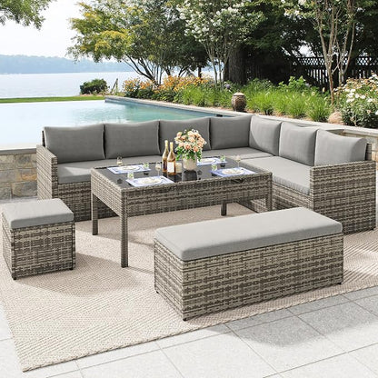 YITAHOME 9 Piece Patio Furniture Set, All-Weather Wicker Outdoor Sectional Sofa - Image 9