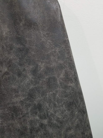 NAT Leathers | Gray Distressed Crazy Horse Oily Faux Vegan Leather PU | 1 Yard - Image 5