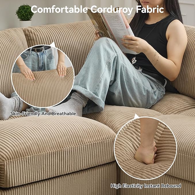 87.5'' L Shaped Modular Sectional Sofa, 3 Seater Cloud Couch - Image 4