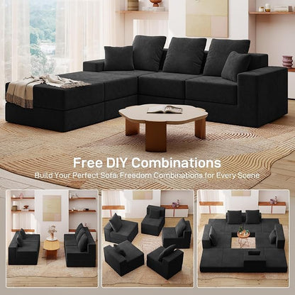 Living&Giving 101" U-Shaped Cloud Sectional Couch - Image 5