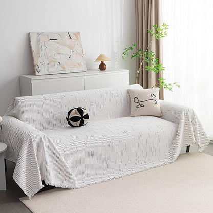 MYSKY HOME Boho Couch Cover White Sofa Covers - Image 2