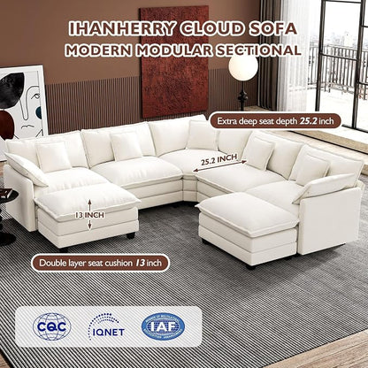 Ihanherry 114" V-Shaped Modern Sofa Modular Sectional Cloud Couch - Image 3