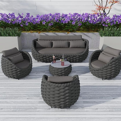 TWT Outdoor Patio Furniture Set-6 Pieces Aluminum Sectional Sofa, Metal Patio - Image 9