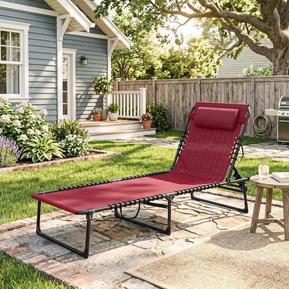 Outsunny Folding Chaise Lounge Chair, Patio Sun Tanning Chair, Outdoor Chaise - Image 9