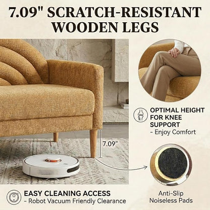 63" Small Loveseat Sofa for Small Spaces, Mid Century Modern Sofa, Linen - Image 7