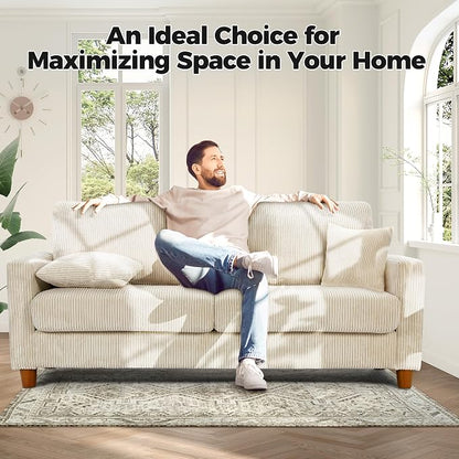 70in Corduroy Couch, Kidirect Sofa No Tool Assembly, Comfy Couches - Image 4