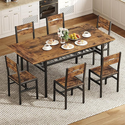RALGEND 7-Piece Dining Table Set, Industrial Style Kitchen Set by RALGEND