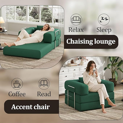 BSHOMGI Folding Sofa Bed, 2 in 1 Convertible Sofas to Lounger Comfy Single Bean - Image 3