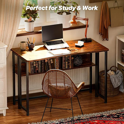 Huuger Folding Desk with Storage Shelf, 39.3 Inch Foldable Computer Table - Image 8