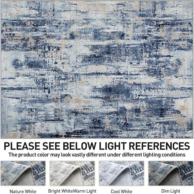 9x12 Area Rugs Washable Rug: Modern Abstract Living Room Rug Soft Anti-Skid - Image 6