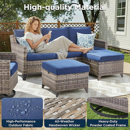 14 Piece Patio Furniture Set-High Back Outdoor Furniture Set Sectional Sofa - Image 3