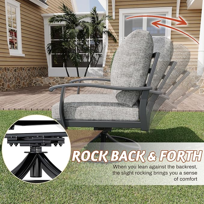 HOMREST Patio Furniture Sets 7 PCS Outdoor Metal Conversation Sets, 360 Degree - Image 3