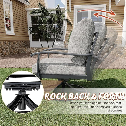 HOMREST Patio Furniture Sets 6 PCS Outdoor Metal Conversation Sets, 360 Degree - Image 3