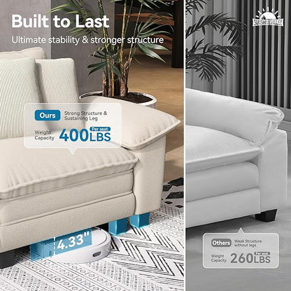 SUNSHINE VALLEY 3 Piece Living Room Sofa Furniture Set, Chenille 2 Comfy Cloud - Image 5