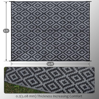 SAND MINE Waterproof Outdoor Rug 8x10 ft, Plastic Reversible Rug, Modern Area - Image 2