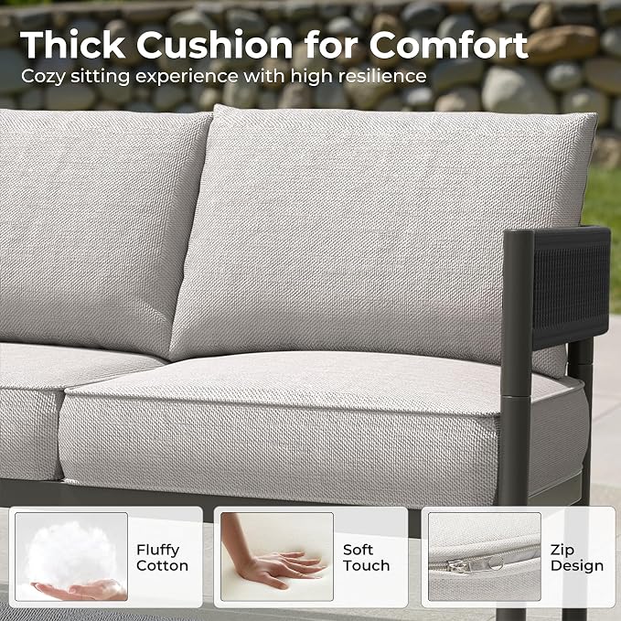 Grand patio 6-Piece Outdoor Furniture Set, 7 Seats Wicker Sofa Conversation Set - Image 8