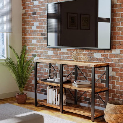 IRONCK Bookshelf Double Wide 47 in 3-Tier, Industrial Bookcases, Wood and Metal - Image 4