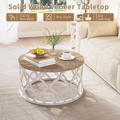 Farmhouse Coffee Table, French Country Round Coffee Table, Coastal Coffee Table - Image 3