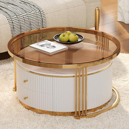 Modern 2 Pieces Round Nesting Coffee Table - Image 4