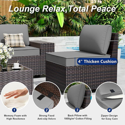 Outdoor Patio Furniture Set, 6 Pieces Outdoor Sectional Furniture High Backrest - Image 4