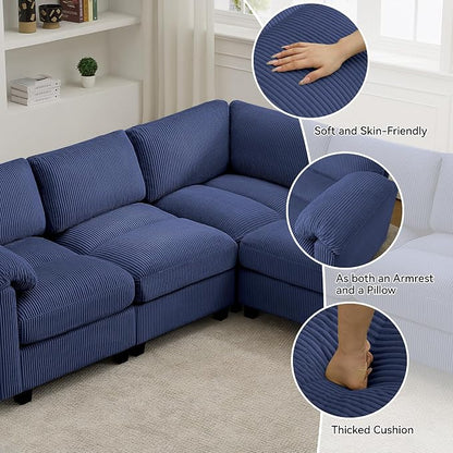 87'' V-Shaped Sectional Sofa Couch, 5-Seater Modular Couches - Image 3