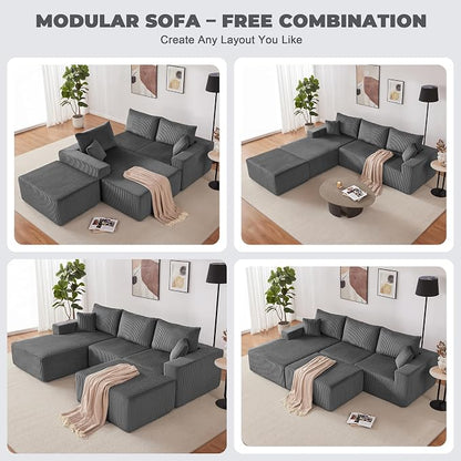 Weture 108” Modular Sectional Couches, Modern Modular U-Shape Sofa - Image 3