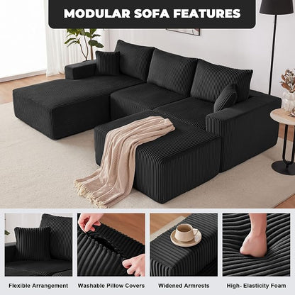 Weture 108” Modular Sectional Couches, Modern Modular U-Shape Sofa - Image 6