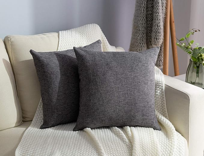 Stellhome Pack of 2 Burlap Throw Pillow Covers Farmhouse Linen Cushion Covers by Stellhome