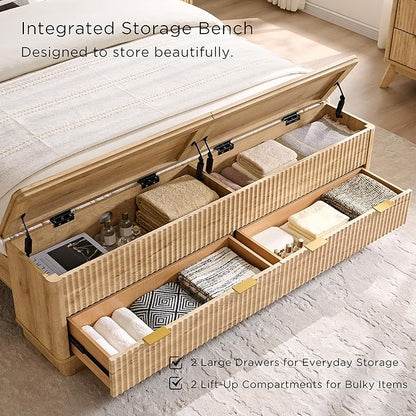 T4TREAM Fluted Queen Size Bed Frame - Image 4
