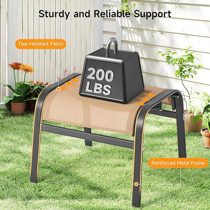 ONBRILL Outdoor Ottoman Set of 2, All Weather Outdoor Foot Stool - Image 4
