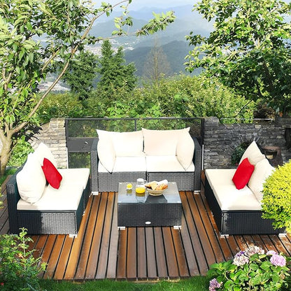 Tangkula 7-Piece Patio Furniture Set, Outdoor Sectional Sofa w/Pillows & - Image 3