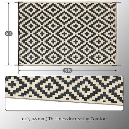 SAND MINE Reversible Mats, Plastic Straw Rug, Modern Area Rug, Large Floor Mat - Image 2