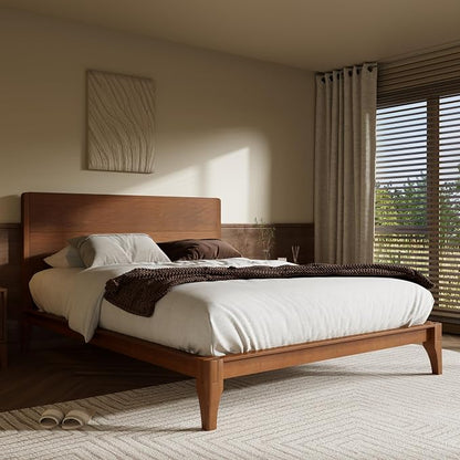 Merax Queen Size Bamboo Platform Bed, Mid-Century Modern Bed Frame - Image 3