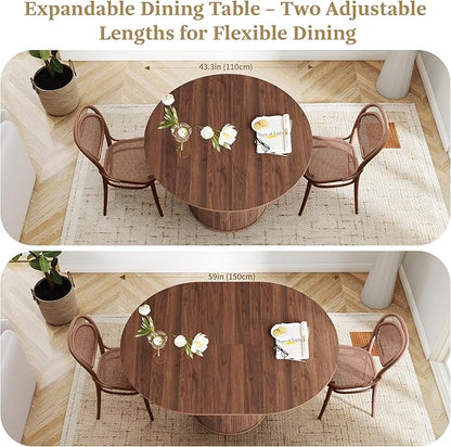 weselon 43"-59" Extendable Round to Oval Dining Table - Image 3