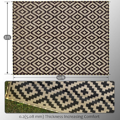 SAND MINE Reversible Mats with Led Strip Lights, Plastic Straw Rug, Modern Area - Image 2