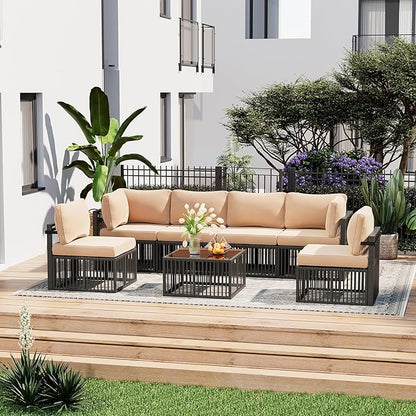 Pamapic 7-Piece Outdoor Sectional Set, Large Wicker Patio Furniture Set - Image 2