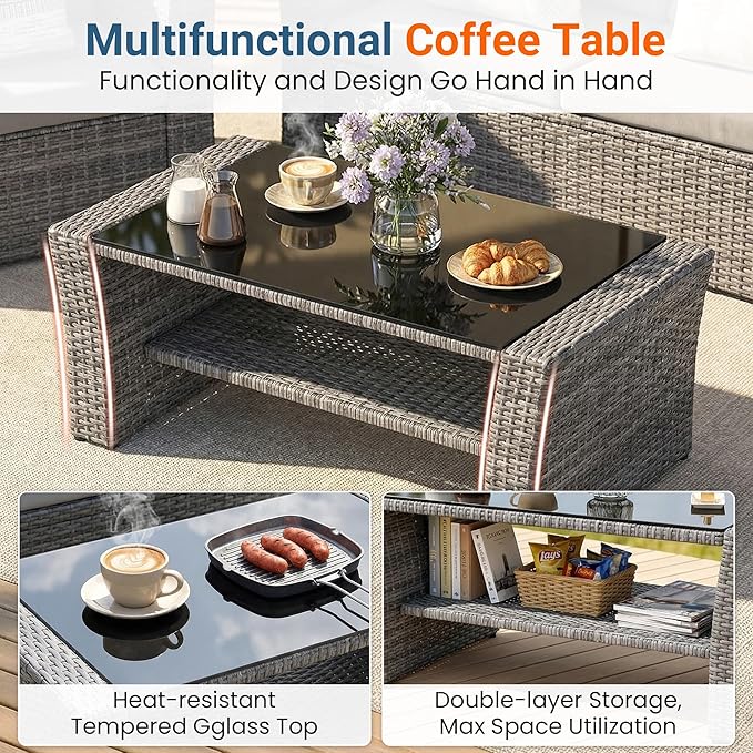 Wisteria Lane Patio Furniture Set, Wicker Outside Outdoor Furniture - Image 7