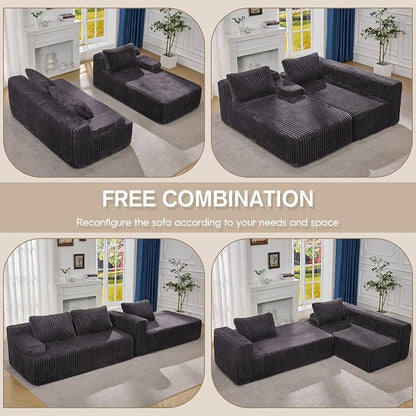 Hobestluk Modular Sectional Sofa Couches L-Shape Couch 3 Seat Modular Sofa - Image 7