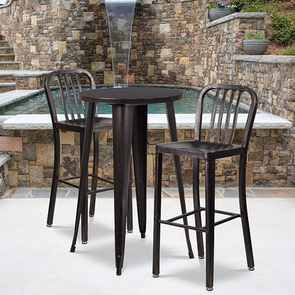 Flash Furniture Gael Commercial Grade 2 Pack 30" High Black-Antique Gold Metal - Image 2