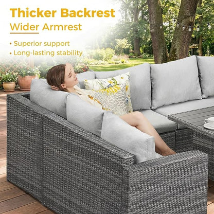 Wisteria Lane 7 Piece Patio Furniture Set, Wicker Patio Sectional - Image 5