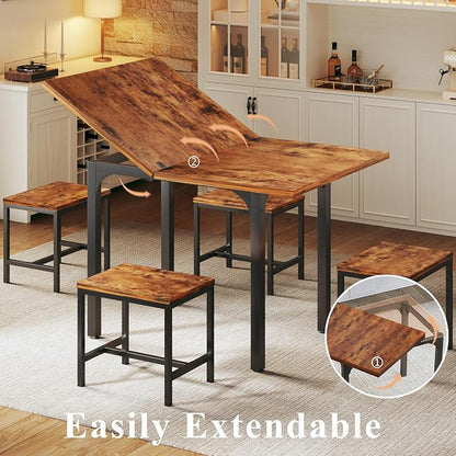 HUAHUU Dining Table Set for 4, Extendable Kitchen Table Chairs Set of 4 - Image 5