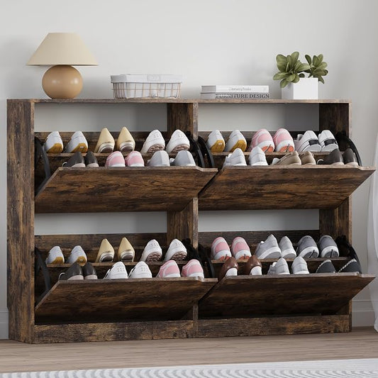 BORNOON Shoe Cabinet with 4 Flip Drawers, Narrow Hidden Shoe Storage Cabinet by BORNOON