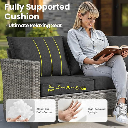 ovios 5 Pieces Patio Furniture Set, Outdoor Wicker Sofa Couch - Image 6