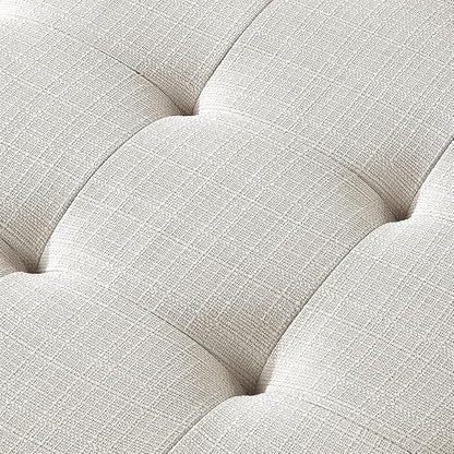 24KF Large Rectangular Upholstered Tufted Linen Ottoman Bench, Padded Bench - Image 8